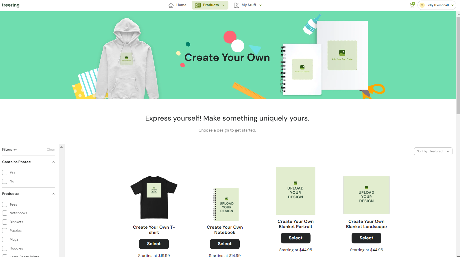 Create Your Own Design for Treering Products