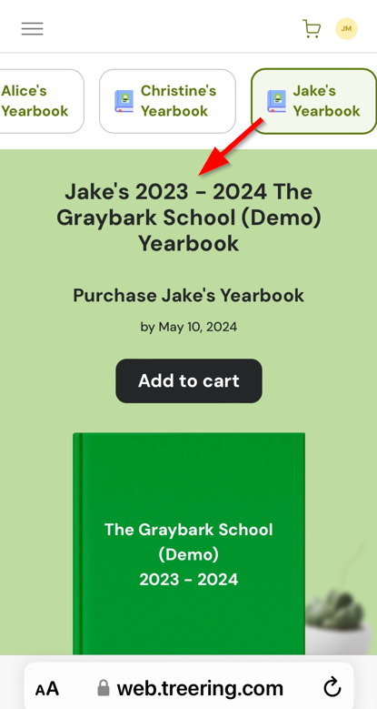 Buying a Yearbook on a Mobile Browser