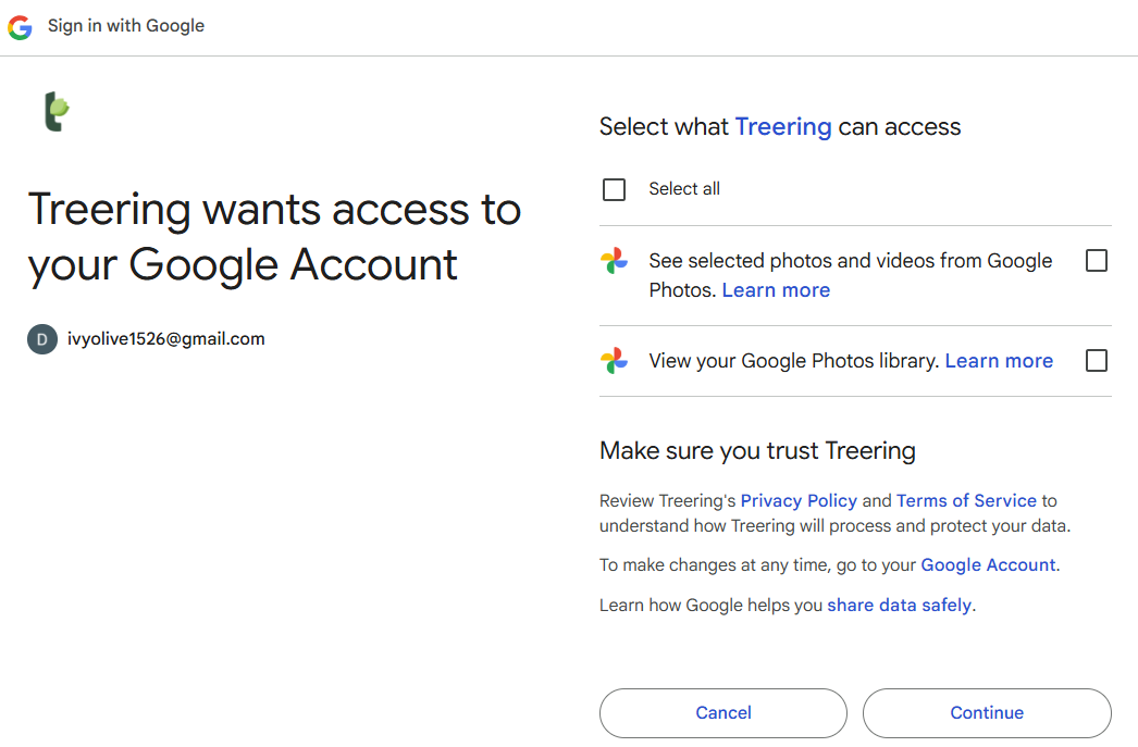 Linking to Google, Facebook, or Dropbox to Upload Photos