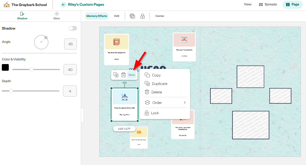 Creating and Adding Memories to Custom Pages