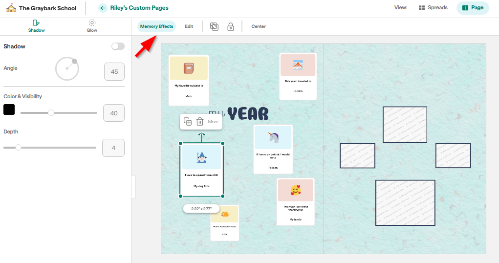 Creating and Adding Memories to Custom Pages