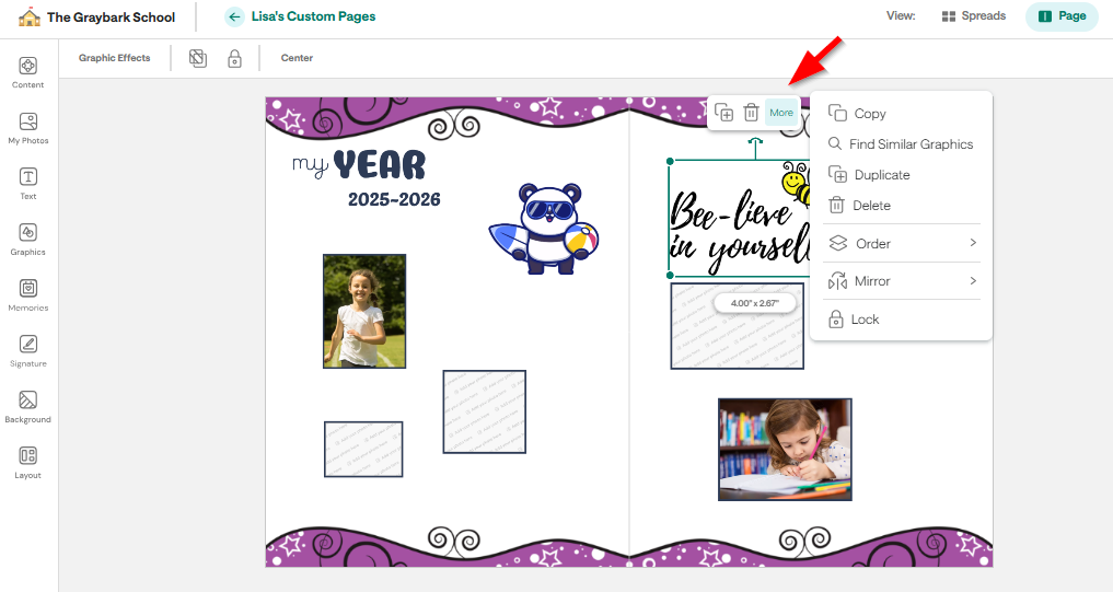 Adding Text to Custom Pages